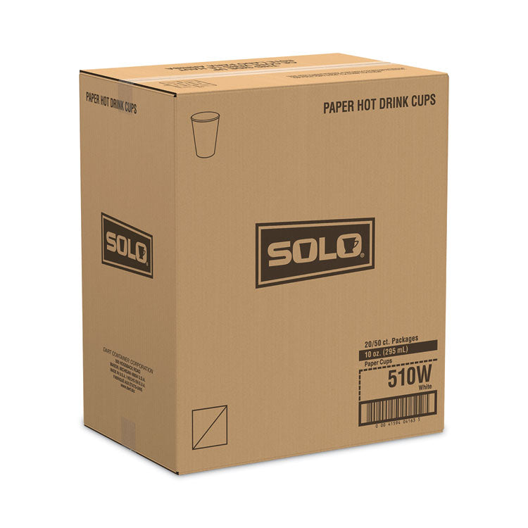 Single-Sided Poly Paper Hot Cups, 10 Oz, White, 1,000/carton