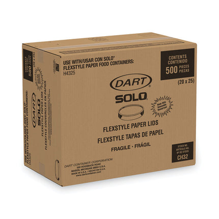 Paper Lids for Food Containers, For 32 oz Containers, Vented, 4.6" Diameter x 0.7" h, White, 25/Bag, 20 Bags/Carton