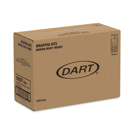 Reliance Mediumweight Cutlery Kit, Fork/Knife/Napkin/Pepper/Salt/Spoon, Plastic, Black, 250/Carton