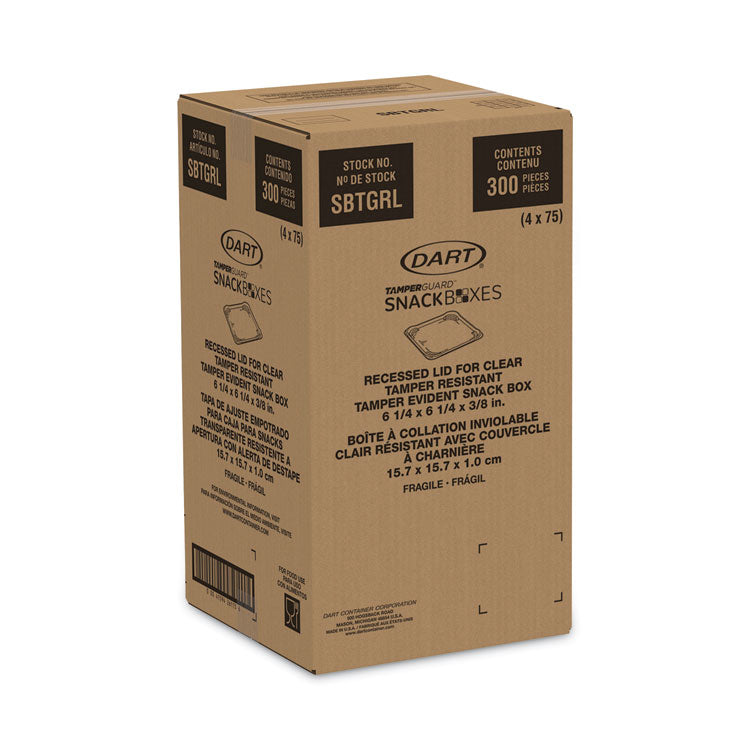 TamperGuard Snack Box Lid, 5.9 x 5.9 x 0.4, Clear, Plastic, 300/Carton