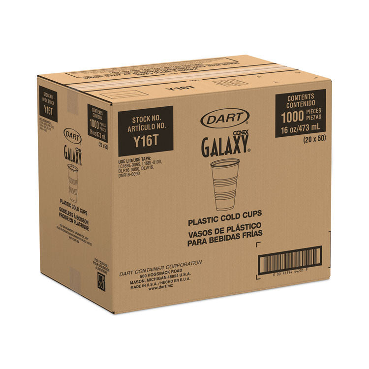 High-Impact Polystyrene Cold Cups, 16 oz, Plastic, Translucent, 50/Pack