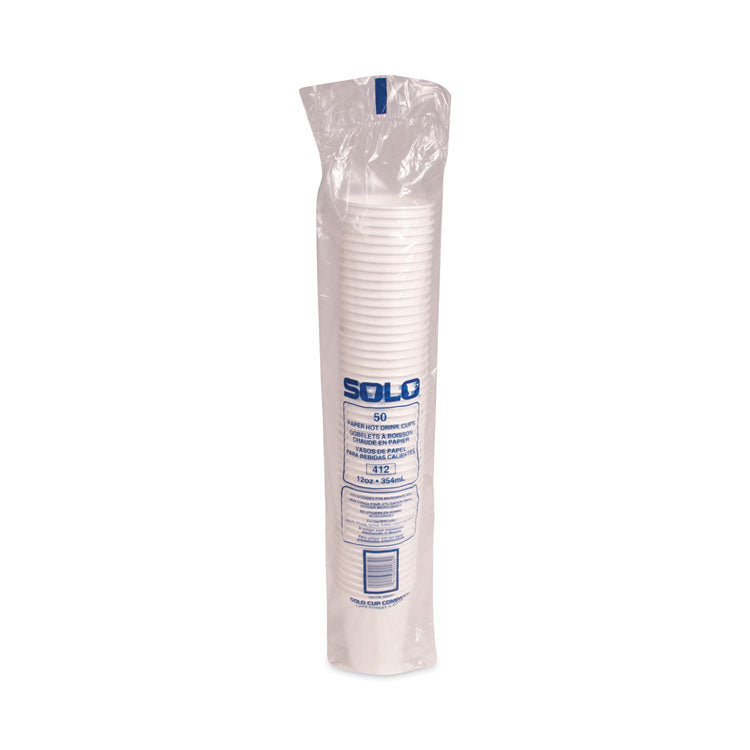 Single-Sided Poly Paper Hot Cups, 12 Oz, White, 50/bag, 20 Bags/carton