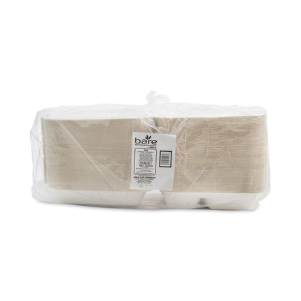 Bare Eco-Forward Bagasse Hinged Lid Containers, ProPlanet Seal, 3 Compartments, 9.6 x 9.4 x 3.2, Ivory, Sugarcane, 200/Carton