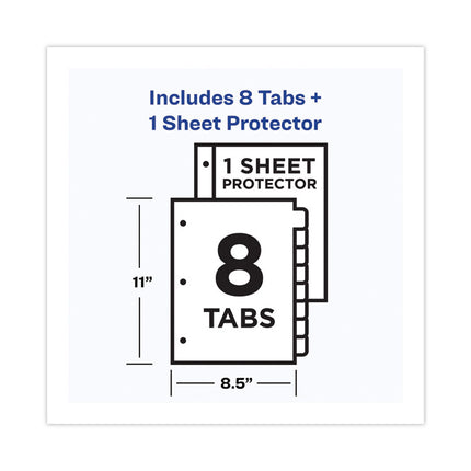 Clear Easy View Plastic Dividers With Multicolored Tabs And Sheet Protector, 8-Tab, 11 X 8.5, Clear, 1 Set