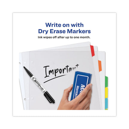 Clear Easy View Plastic Dividers With Multicolored Tabs And Sheet Protector, 8-Tab, 11 X 8.5, Clear, 1 Set