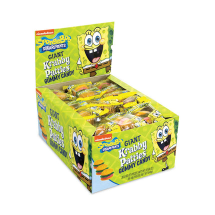 SpongeBob Squarepants Giant Krabby Patties Gummy Candy, 0.63 oz Pack, 36/Carton