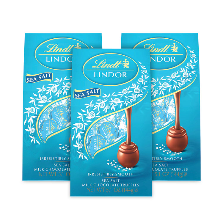 Lindor Truffles Milk Chocolate Sea Salt, 5.1 oz Bag, 3 Bags/Pack
