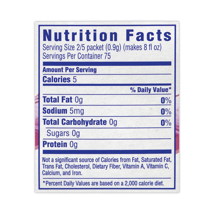 On-The-Go Sugar-Free Drink Mix, Raspberry Ice, 0.08 oz Single-Serving Tube, 30/Pk, 2 Packs/Carton