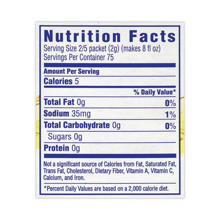On-The-Go Sugar-Free Drink Mix, Lemonade, 0.17 oz Single-Serving Tubes, 30/Pack, 2 Packs/Carton