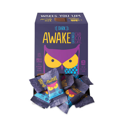 Caffeinated Dark Chocolate Bites, 0.47 oz Bars, 50 Bars/Carton