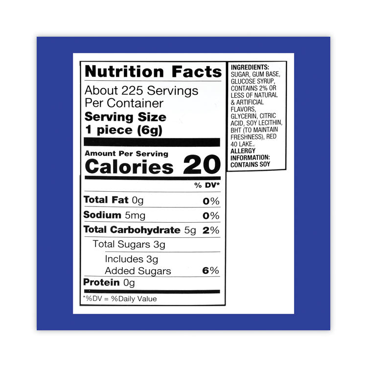 Original Bubble Gum Tub, 47.6 oz Tub, 225 Pieces