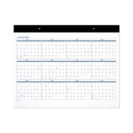 Academic Large Print Desk Pad, 21.75 x 17, White/Blue Sheets, 12 Month (July to June): 2024 to 2025