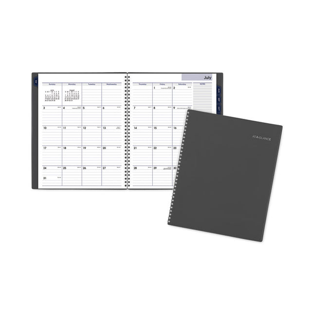 DayMinder Academic Monthly Desktop Planner, Twin-Wire Binding, 11 x 8.5, Charcoal Cover, 12-Month (July to June): 2024-2025