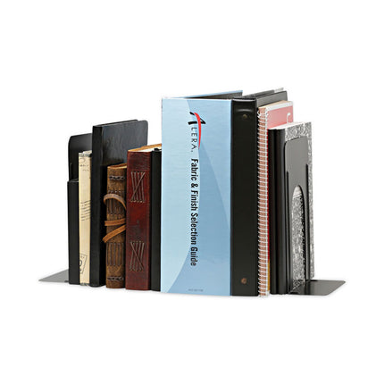 Economy Bookends, Standard, 5.88 x 8.25 x 9, Heavy Gauge Steel, Black, 1 Pair