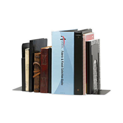 Economy Bookends, Nonskid, 5.88 x 8.25 x 9, Heavy Gauge Steel, Black, 1 Pair