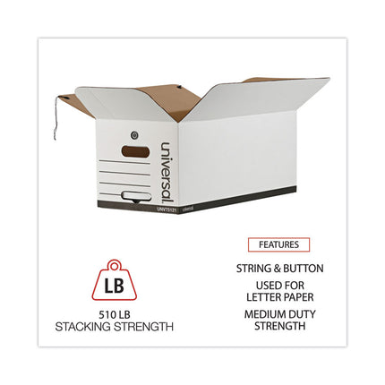 Deluxe Quick Set-Up String-And-Button Boxes, Letter Files, White, 12/carton