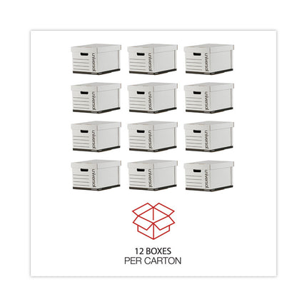 Heavy-Duty Fast Assembly Lift-Off Lid Storage Box, Letter/legal Files, White, 12/carton