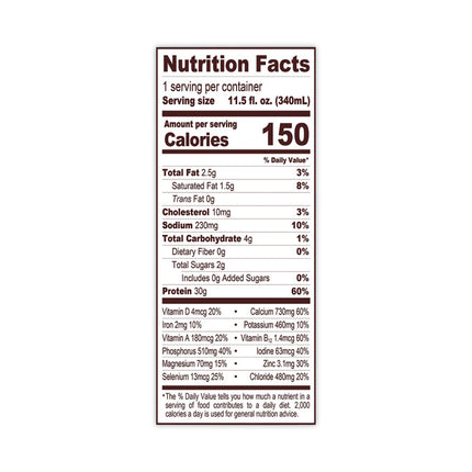 High Protein Chocolate Nutrition Shake, 11.5 oz Bottle, 12/Carton