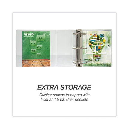 Earth's Choice Plant-Based Round Ring View Binder, 3 Rings, 5" Capacity, 11 x 8.5, White