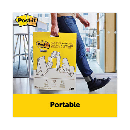 Self-Stick Tabletop Easel Pad with Command Strips, Presentation Format (1.5" Rule), 20 x 23, White, 20 Sheets