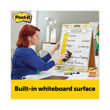 Pad Plus Tabletop Easel Pad with Self-Stick Sheets and Dry Erase Board, Unruled, 20 x 23, White, 20 Sheets