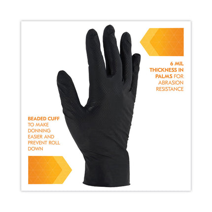 G10 Kraken Grip Nitrile Gloves, Black, Medium, 1,000/Carton