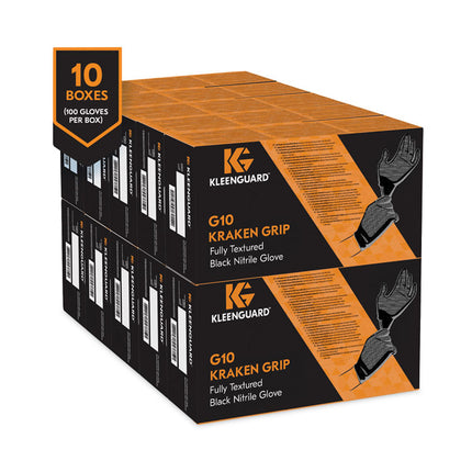 G10 Kraken Grip Nitrile Gloves, Black, Medium, 1,000/Carton