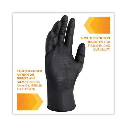 G10 Kraken Grip Nitrile Gloves, Black, Medium, 1,000/Carton
