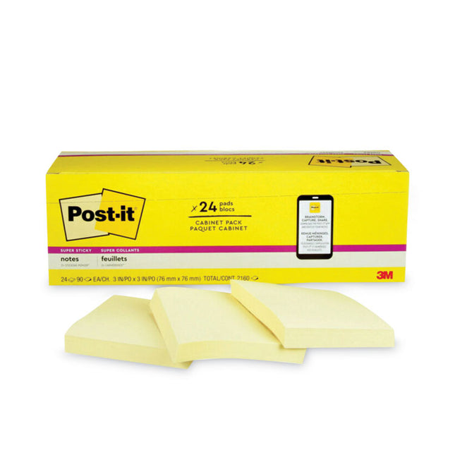 Pads in Canary Yellow, Cabinet Pack, 3" x 3", 90 Sheets/Pad, 24 Pads/Pack