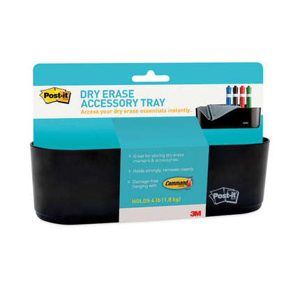 Dry Erase Accessory Tray, 8.5" x 3" x 5.25", Black