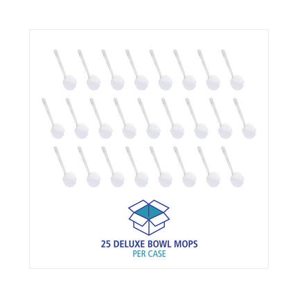 Deluxe Toilet Bowl Mop, 12" Handle, 2" Mop Head, White, 25/Carton