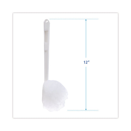 Deluxe Toilet Bowl Mop, 12" Handle, 2" Mop Head, White, 25/Carton