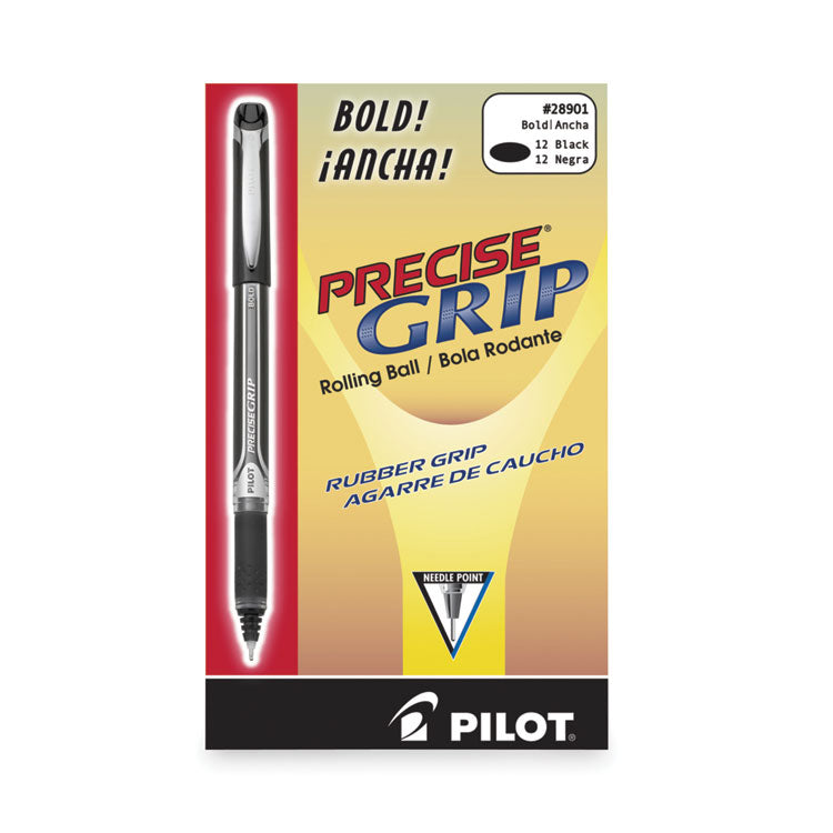Precise Grip Rollerball Pen, Stick, Bold 1 mm, Black Ink, Black Barrel
