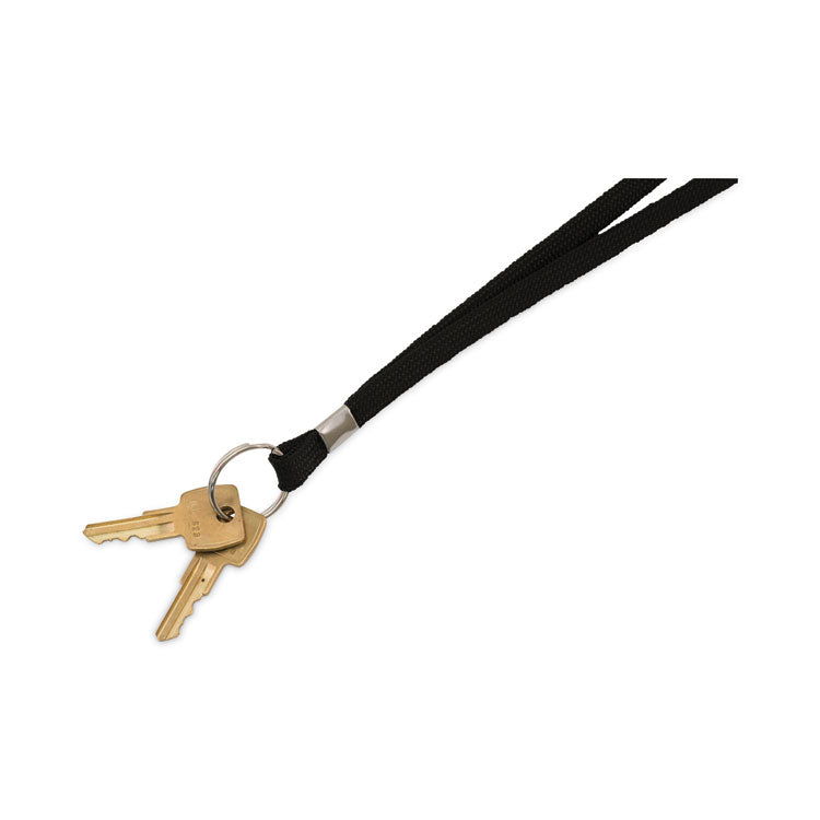 Deluxe Lanyards, Metal Ring Fastener, 36" Long, Black, 24/Box