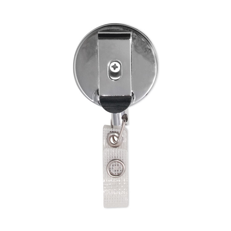 Premier Heavy-Duty Retractable ID Card Reel, 24" Extension, Black/Silver, 12/Box