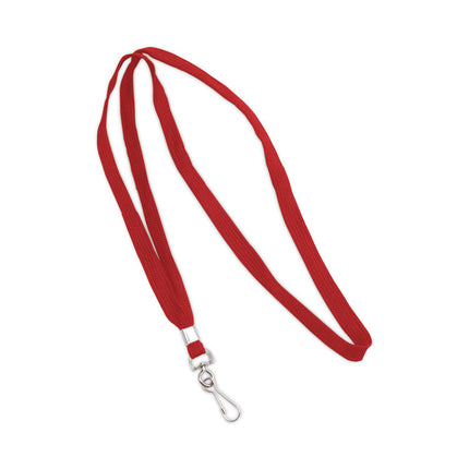 Deluxe Lanyards, Metal J-Hook Fastener, 36" Long, Red, 24/Box