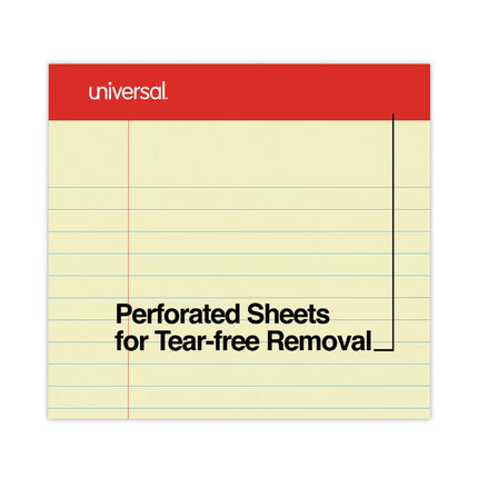 Perforated Ruled Writing Pads, Wide/legal Rule, Red Headband, 50 Canary-Yellow 8.5 X 11.75 Sheets, Dozen