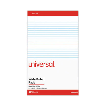 Perforated Ruled Writing Pads, Wide/legal Rule, Red Headband, 50 White 8.5 X 14 Sheets, Dozen