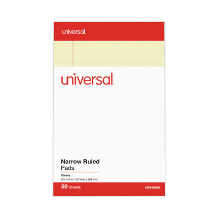 Perforated Ruled Writing Pads, Narrow Rule, Red Headband, 50 Canary-Yellow 5 X 8 Sheets, Dozen