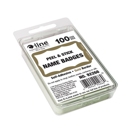 Self-Adhesive Name Badges, 3.5 X 2.25, Gold, 100/box