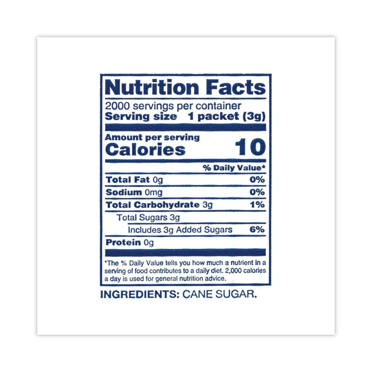 Sugar, 0.1 oz Packet, 2,000/Carton