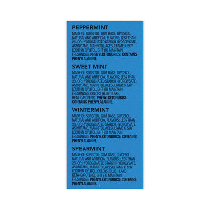 Sugar-Free Chewing Gum Variety Box, Four Mint Flavors, 14 Pieces/Pack, 18 Packs/Carton
