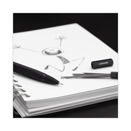 Cambria Soft Touch Mechanical Pencil, 0.7 mm, HB (#2), Black Lead, Black Barrel, 12/Pack