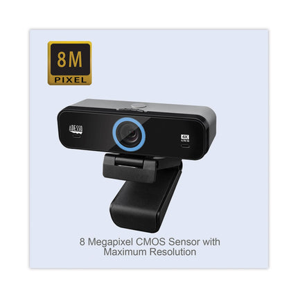 Cybertrack K4 4K ULTRA HD Fixed Focus USB Webcam, 3840 pixels x 2160 pixels, Black