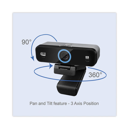 Cybertrack K4 4K ULTRA HD Fixed Focus USB Webcam, 3840 pixels x 2160 pixels, Black