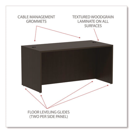 Alera Valencia Series Straight Front Desk Shell, 59.13" X 29.5" X 29.63", Espresso