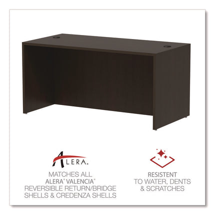 Alera Valencia Series Straight Front Desk Shell, 59.13" X 29.5" X 29.63", Espresso