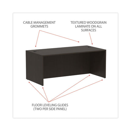 Alera Valencia Series Straight Front Desk Shell, 71" X 35.5" X 29.63", Espresso