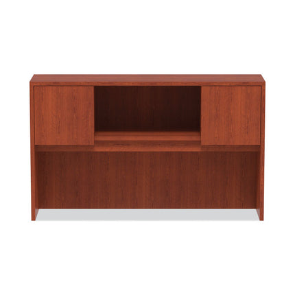 Alera Valencia Series Hutch with Doors, 4 Compartments, 58.88w x 15d x 35.38h, Medium Cherry