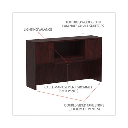 Alera Valencia Series Hutch with Doors, 4 Compartments, 58.88w x 15d x 35.38h, Mahogany